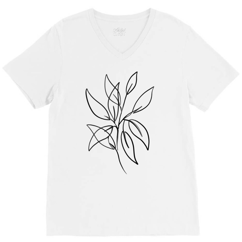 Leaves One Line Art V-Neck Tee by Doodle Intent | Artistshot