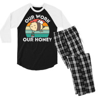 Bee Vegan T  Shirt Our Work Our Honey Bee Vegan Plantbased Funny Novel Men's 3/4 Sleeve Pajama Set | Artistshot