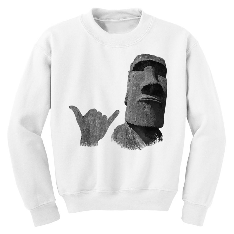 Funny Easter Island Rapa Nui Moai Statue Surfer Shaka Sign T Shirt Youth Sweatshirt | Artistshot