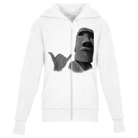 Funny Easter Island Rapa Nui Moai Statue Surfer Shaka Sign T Shirt Youth Zipper Hoodie | Artistshot