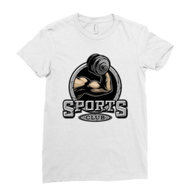 Sports Club, Bodybuilding Ladies Fitted T-shirt Designed By Erictenhag