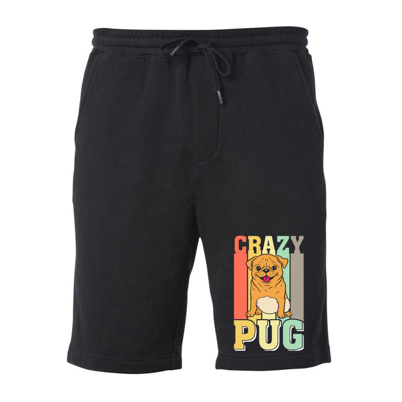 Crazy Pug Lady T  Shirtcrazy Pug Lady Funny Gift Idea For Pug Lovers D Fleece Short | Artistshot