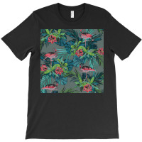 Flamingo T  Shirt Flamingo In The Tropical Forest Shades Of Blue T  Sh T-shirt | Artistshot