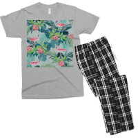 Flamingo T  Shirt Flamingo In The Tropical Forest Shades Of Blue T  Sh Men's T-shirt Pajama Set | Artistshot