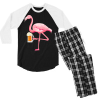 Flamingo T  Shirt Flamingo With Beer Funny T  Shirt Men's 3/4 Sleeve Pajama Set | Artistshot