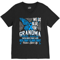 Diabetes Diabetic Type 1 Family Support Grandma We Go Blue 75 Diabetes V-neck Tee | Artistshot