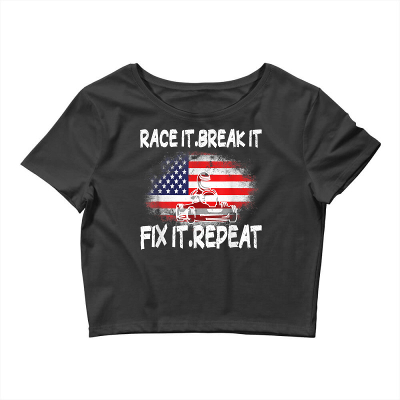 Race Break Fix Repeat Go Kart Cart Racer Gokart Racing T Shirt Crop Top by emaliekrein | Artistshot