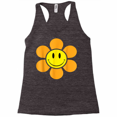 Hippie 70s Retro Funky Flower Yellow Smiley Face Vintage T Shirt Racerback Tank Designed By Xayah859