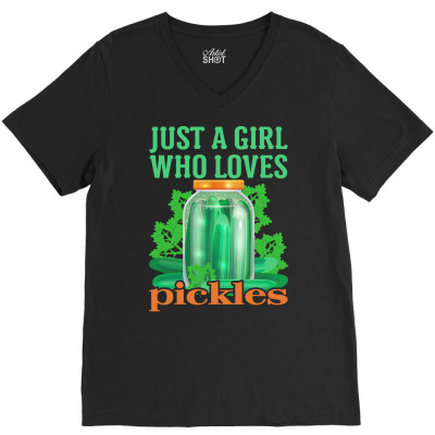 Cucumber T  Shirt Pickle Cucumber Vegan Girl T  Shirt V-neck Tee Designed By Shanie31601