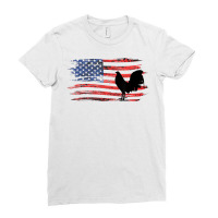 Gamefowl Vintage Distressed Us Flag Rooster Gallegos Fighter T Shirt Ladies Fitted T-shirt | Artistshot