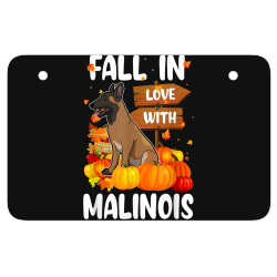 fall in love with malinois dog on pumkin halloween ATV License Plate | Artistshot