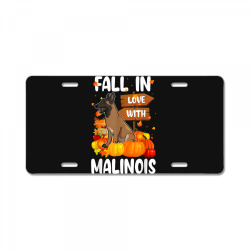 fall in love with malinois dog on pumkin halloween License Plate | Artistshot