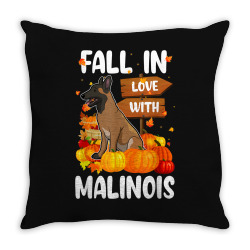 fall in love with malinois dog on pumkin halloween Throw Pillow | Artistshot