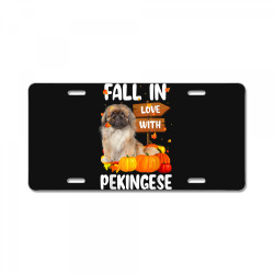 fall in love with pekingese dog on pumkin halloween License Plate | Artistshot