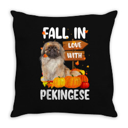 fall in love with pekingese dog on pumkin halloween Throw Pillow | Artistshot