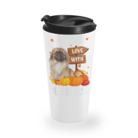 Fall In Love With Pekingese Dog On Pumkin Halloween Travel Mug | Artistshot