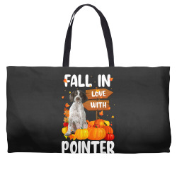 fall in love with pointer dog on pumkin halloween Weekender Totes | Artistshot