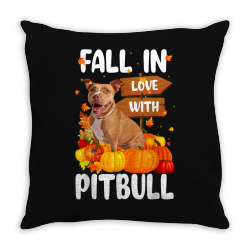 fall in love with pitbull dog on pumkin halloween Throw Pillow | Artistshot