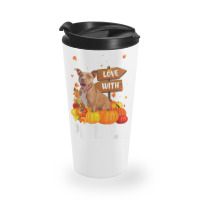 Fall In Love With Pitbull Dog On Pumkin Halloween Travel Mug | Artistshot