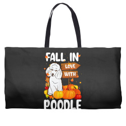 fall in love with poodle dog on pumkin halloween Weekender Totes | Artistshot