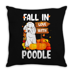 fall in love with poodle dog on pumkin halloween Throw Pillow | Artistshot