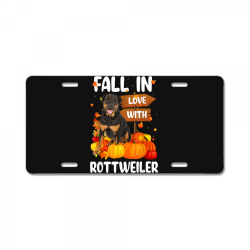 fall in love with rottweiler dog on pumkin halloween License Plate | Artistshot