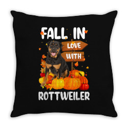 fall in love with rottweiler dog on pumkin halloween Throw Pillow | Artistshot