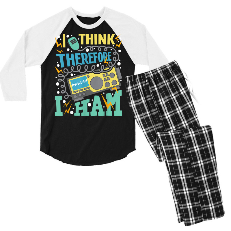 I Think Therefore I Ham   Ham Radio Amateur Radio Operator T Shirt Men's 3/4 Sleeve Pajama Set by kadejahdomenick | Artistshot