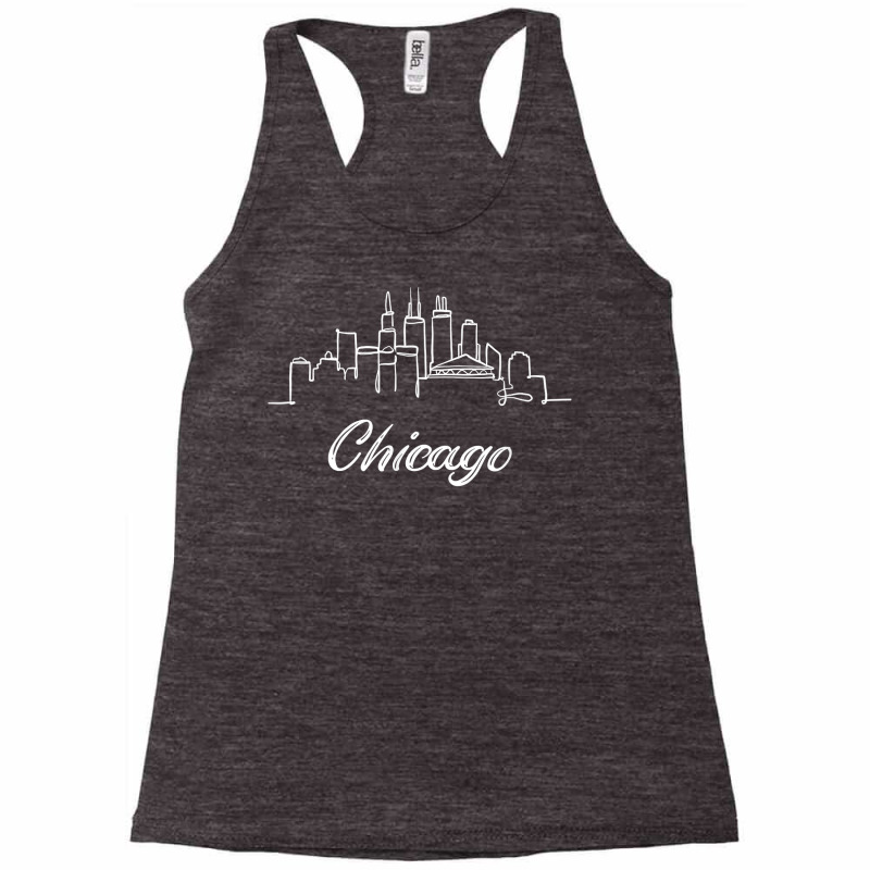 Chicago City Skyline American Outline Illinois Souvenir Idea T Shirt Racerback Tank by oluwafemimccullers | Artistshot