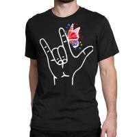 Asl Butterfly Autism T  Shirt I Love You Hand Sign Language Butterfly Classic T-shirt | Artistshot