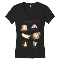 Cat Body Language Guide 47 Paws Black Cat Women's V-neck T-shirt | Artistshot