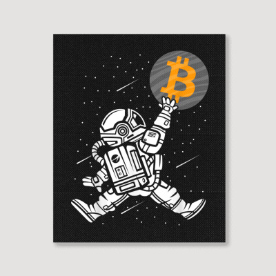 Astronaut Bitcoin Hodl Btc Crypto Portrait Canvas Print Designed By Bariteau Hannah