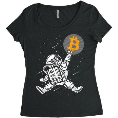 Astronaut Bitcoin Hodl Btc Crypto Women's Triblend Scoop T-shirt Designed By Bariteau Hannah