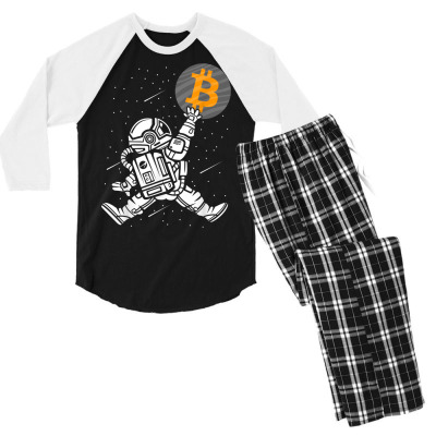 Astronaut Bitcoin Hodl Btc Crypto Men's 3/4 Sleeve Pajama Set Designed By Bariteau Hannah