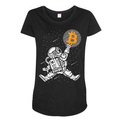 Astronaut Bitcoin Hodl Btc Crypto Maternity Scoop Neck T-shirt Designed By Bariteau Hannah