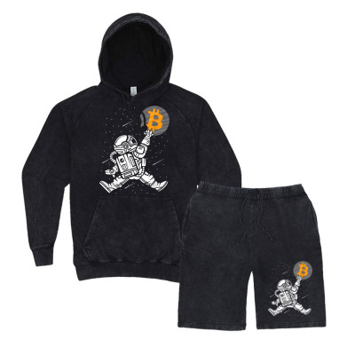 Astronaut Bitcoin Hodl Btc Crypto Vintage Hoodie And Short Set Designed By Bariteau Hannah