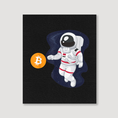 Astronaut Btc To The Moon Portrait Canvas Print Designed By Bariteau Hannah