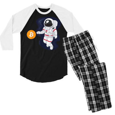 Astronaut Btc To The Moon Men's 3/4 Sleeve Pajama Set Designed By Bariteau Hannah