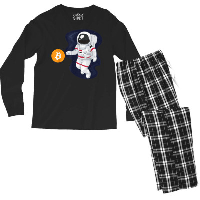 Astronaut Btc To The Moon Men's Long Sleeve Pajama Set Designed By Bariteau Hannah