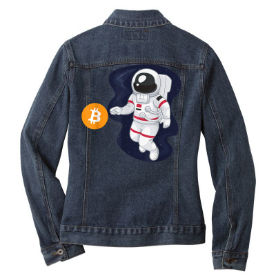 Astronaut Btc To The Moon Ladies Denim Jacket Designed By Bariteau Hannah