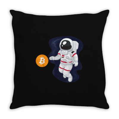 Astronaut Btc To The Moon Throw Pillow Designed By Bariteau Hannah