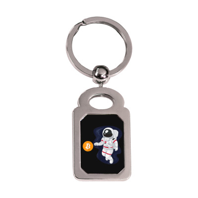 Astronaut Btc To The Moon Silver Rectangle Keychain Designed By Bariteau Hannah