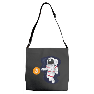 Astronaut Btc To The Moon Adjustable Strap Totes Designed By Bariteau Hannah