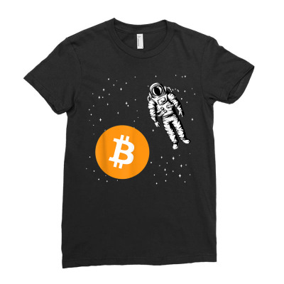 Astronaut Btc To The Moon Ladies Fitted T-shirt Designed By Bariteau Hannah