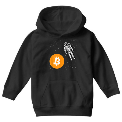 Astronaut Btc To The Moon Youth Hoodie Designed By Bariteau Hannah