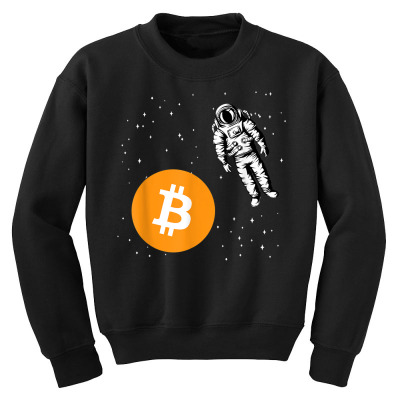 Astronaut Btc To The Moon Youth Sweatshirt Designed By Bariteau Hannah