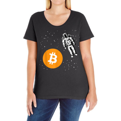 Astronaut Btc To The Moon Ladies Curvy T-shirt Designed By Bariteau Hannah