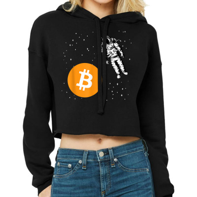 Astronaut Btc To The Moon Cropped Hoodie Designed By Bariteau Hannah