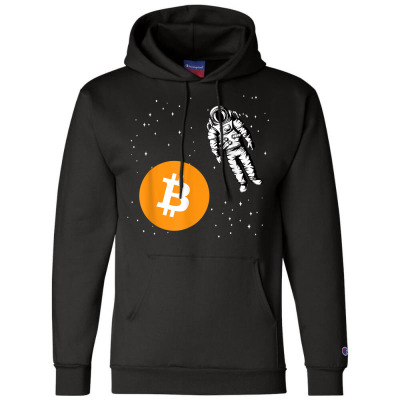 Astronaut Btc To The Moon Champion Hoodie Designed By Bariteau Hannah