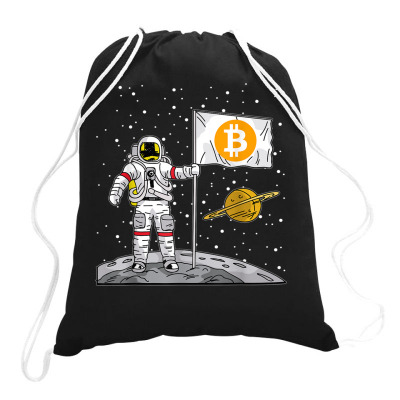 Bitcoin Astronaut To The Moon Blockchain Drawstring Bags Designed By Bariteau Hannah